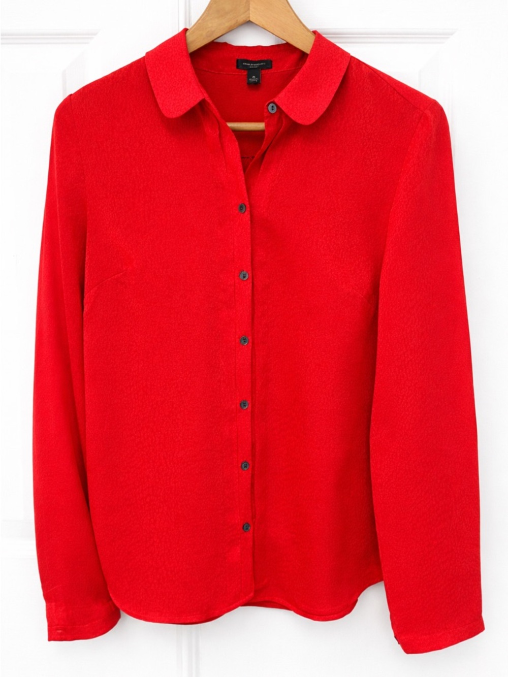 Ann Taylor Bright Red Long-Sleeve Blouse